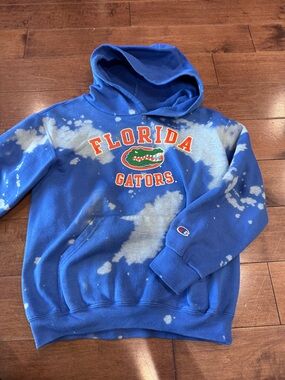 Champion Blue Tie-Dye Florida Gators Hoodie with Orange & Green Logo